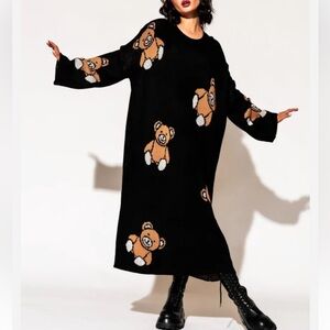 Dressed in Lala Literally Limitless Oversized Knit Dress in Teddy Bears 4ever